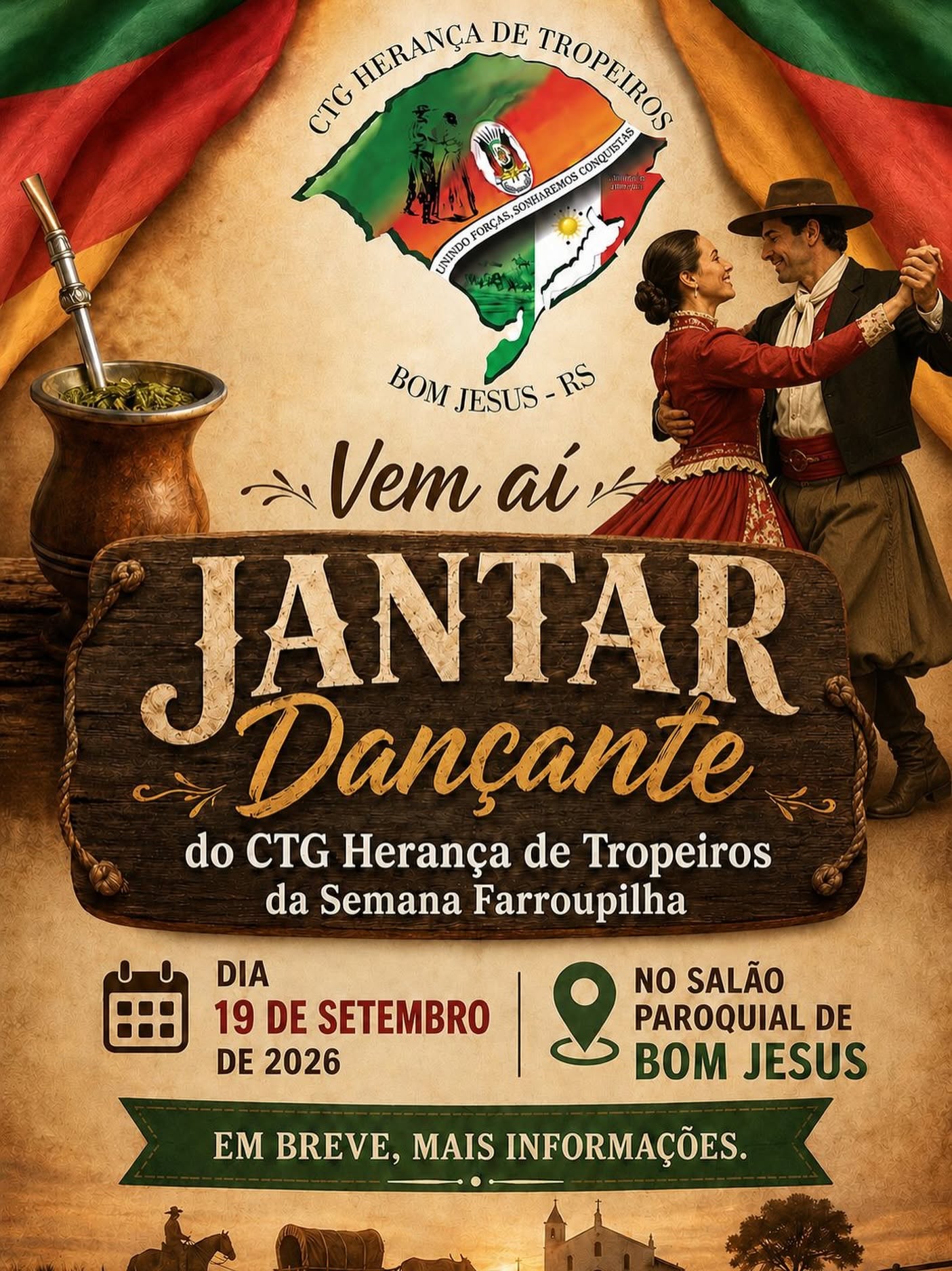 Jantar Dançante da Semana Farroupilha em Bom Jesus
